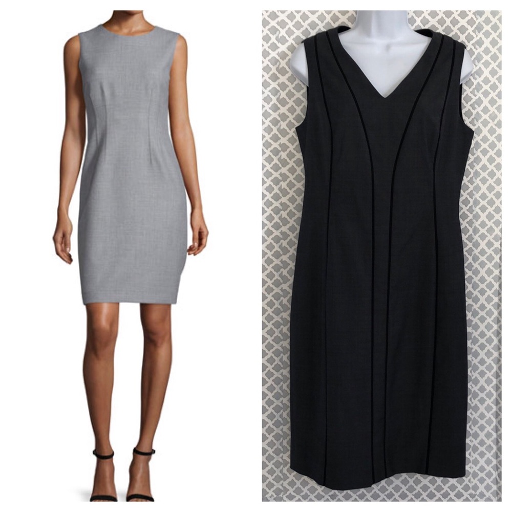 Elie Tahari Gray black piping dress